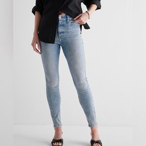 Express High Waisted Light Wash FlexX Skinny Jeans